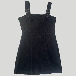 black corduroy overall dress